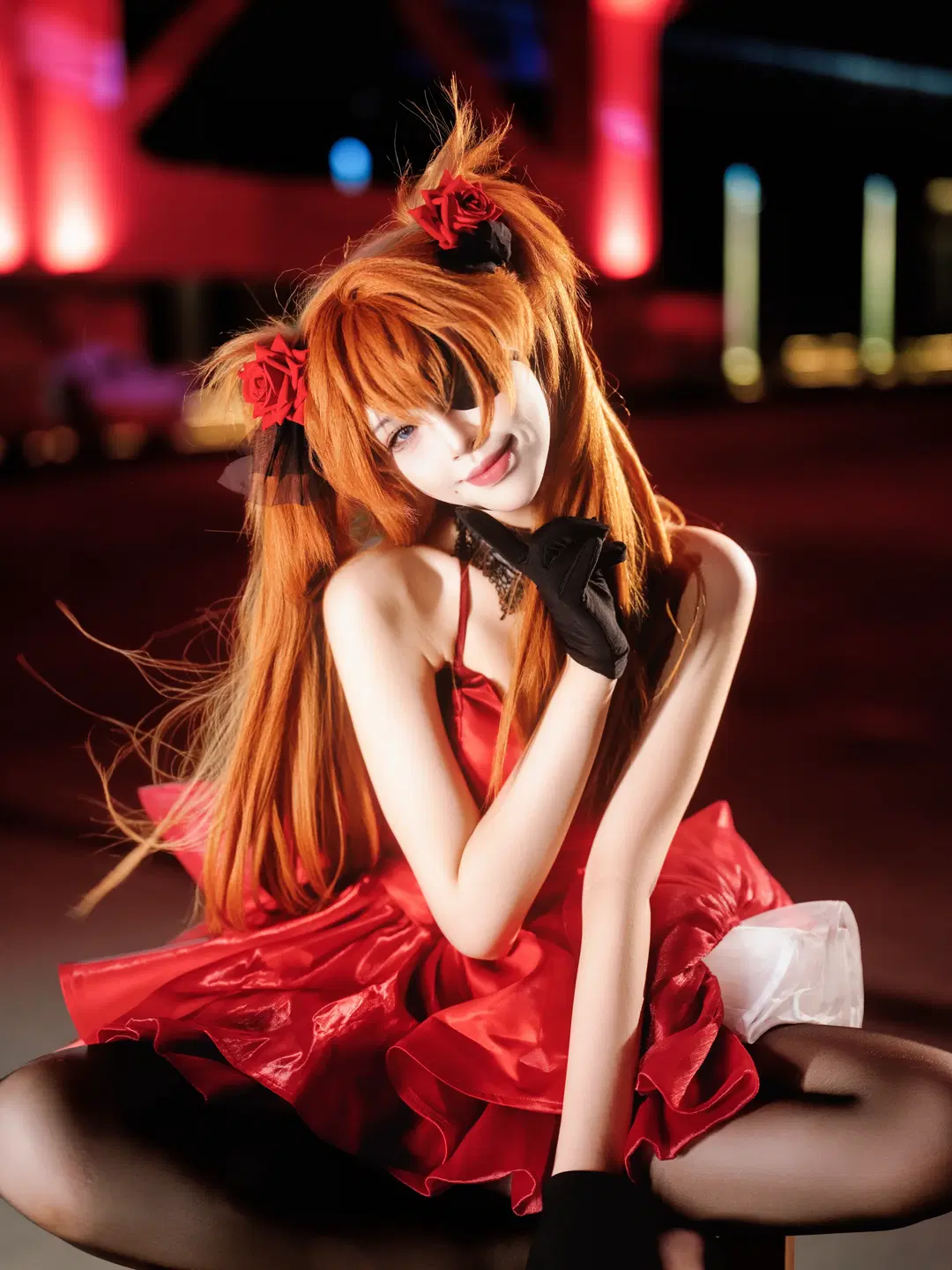 【アスカコスプレ】『新世紀エヴァンゲリオン』夜景に咲く真紅と漆黒の衝突 - 北面色影 - 5枚目