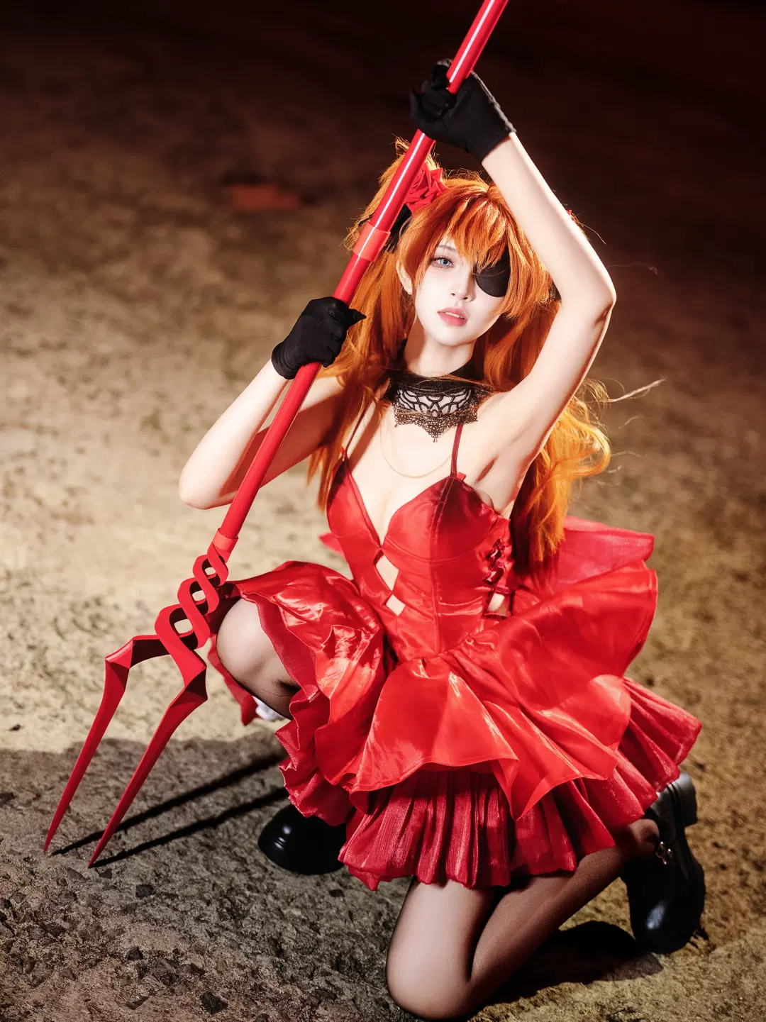 【アスカコスプレ】『新世紀エヴァンゲリオン』夜景に咲く真紅と漆黒の衝突 - 北面色影 - 7枚目