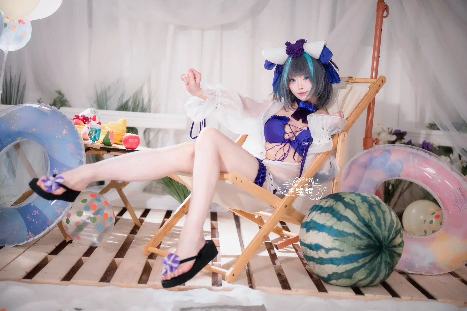 柴郡cos, 碧蓝航线, 夏日泳装, cosplay摄影, 室内棚拍