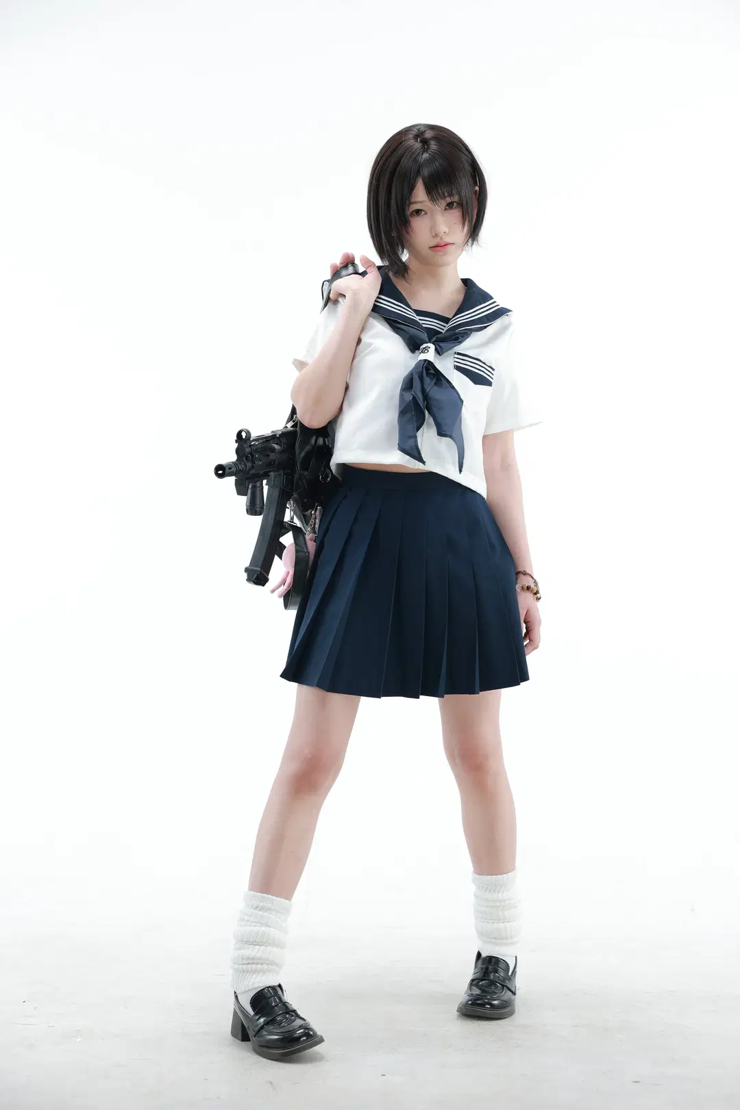 jk制服写真, 白棚摄影, 绘画参考, 日系短发, 战斗jk