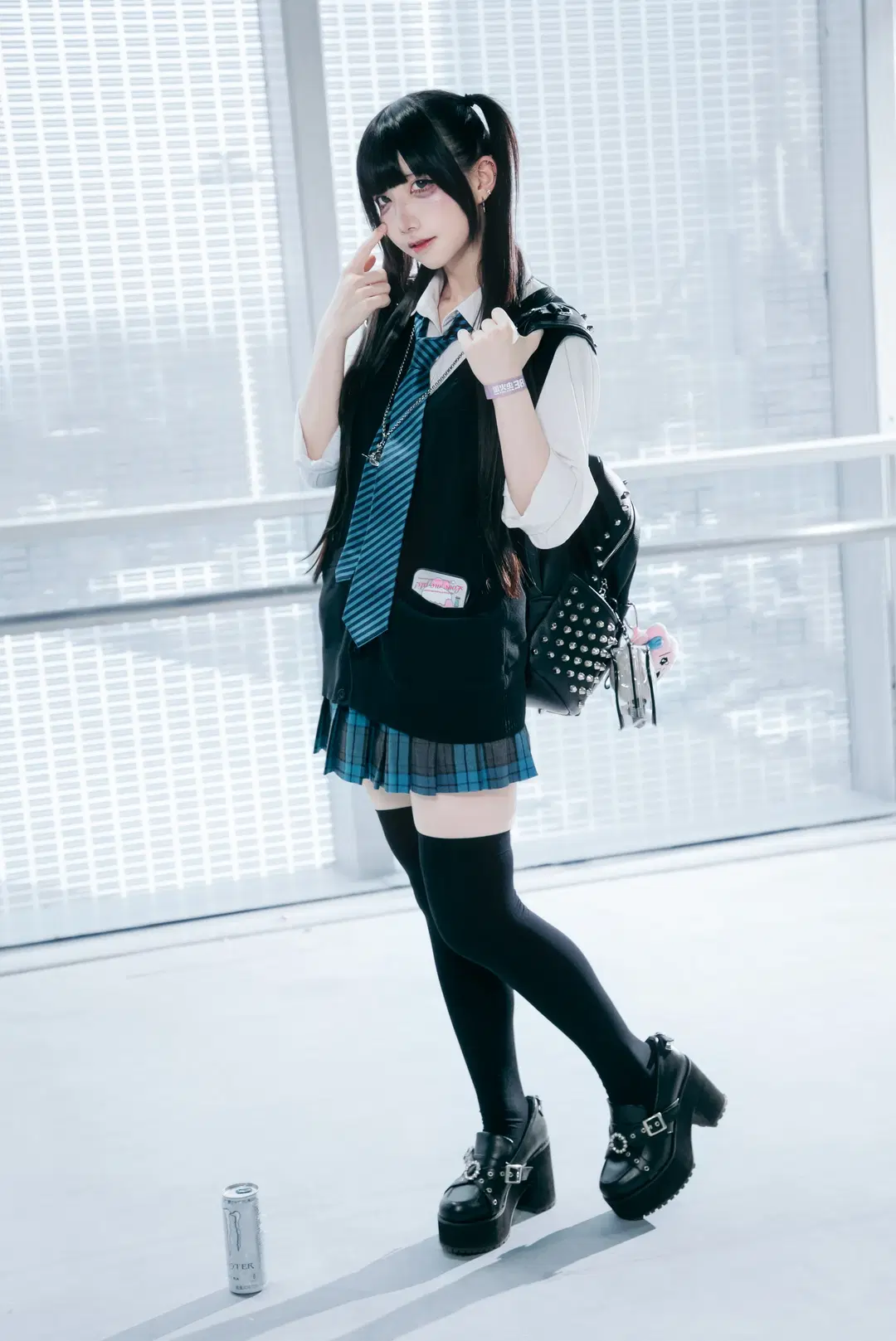 cosplay, 萤火虫漫展, 黑丝过膝袜, 漫展氛围感, 朋克制服