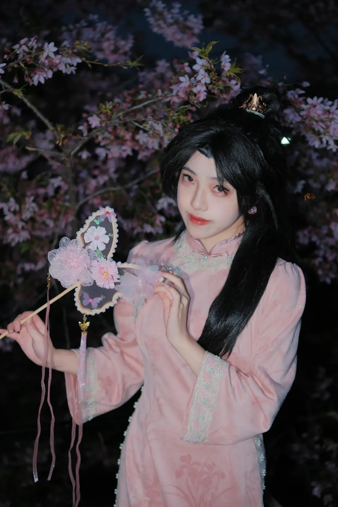 无畏契约, cosplay摄影, 贤者cos, 旗袍私设, 樱花夜拍