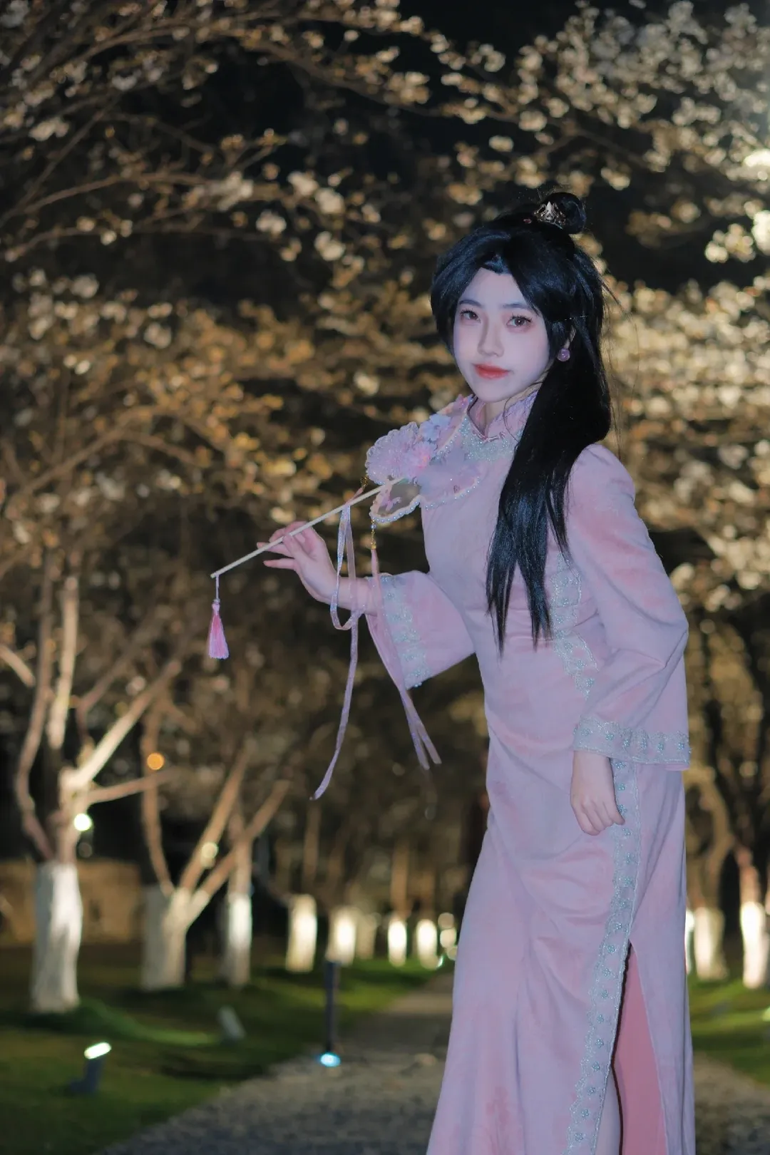 无畏契约, cosplay摄影, 贤者cos, 旗袍私设, 樱花夜拍 - 第13张