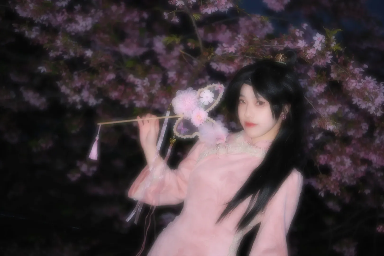 无畏契约, cosplay摄影, 贤者cos, 旗袍私设, 樱花夜拍 - 第3张