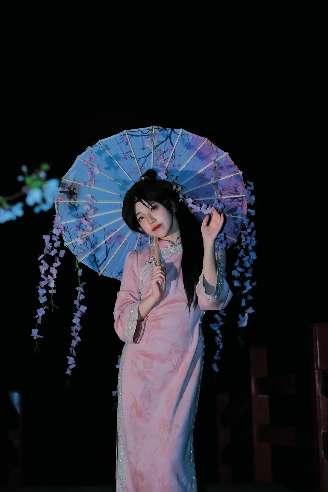无畏契约, cosplay摄影, 贤者cos, 旗袍私设, 樱花夜拍 - 第4张