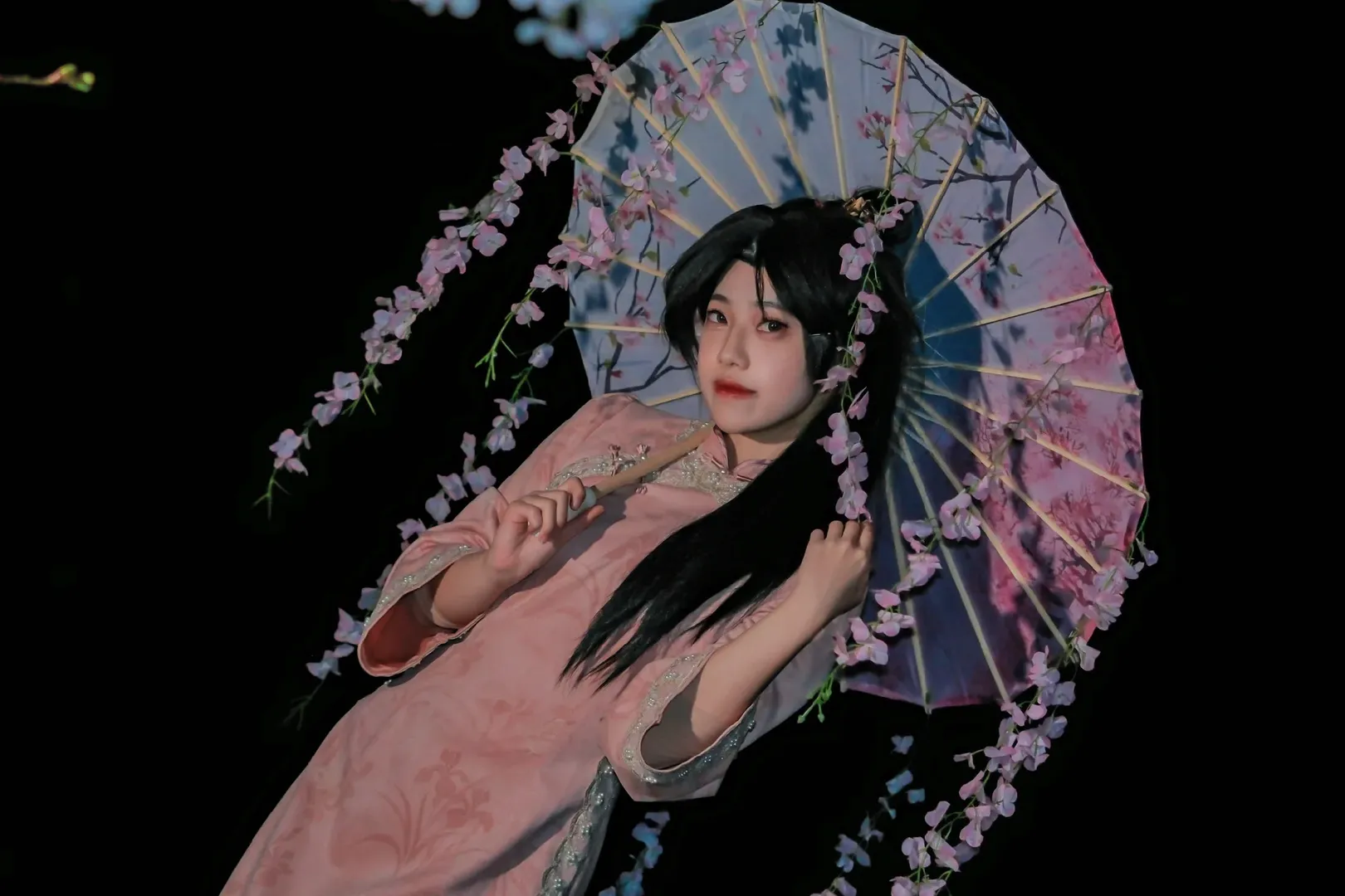 无畏契约, cosplay摄影, 贤者cos, 旗袍私设, 樱花夜拍 - 第7张
