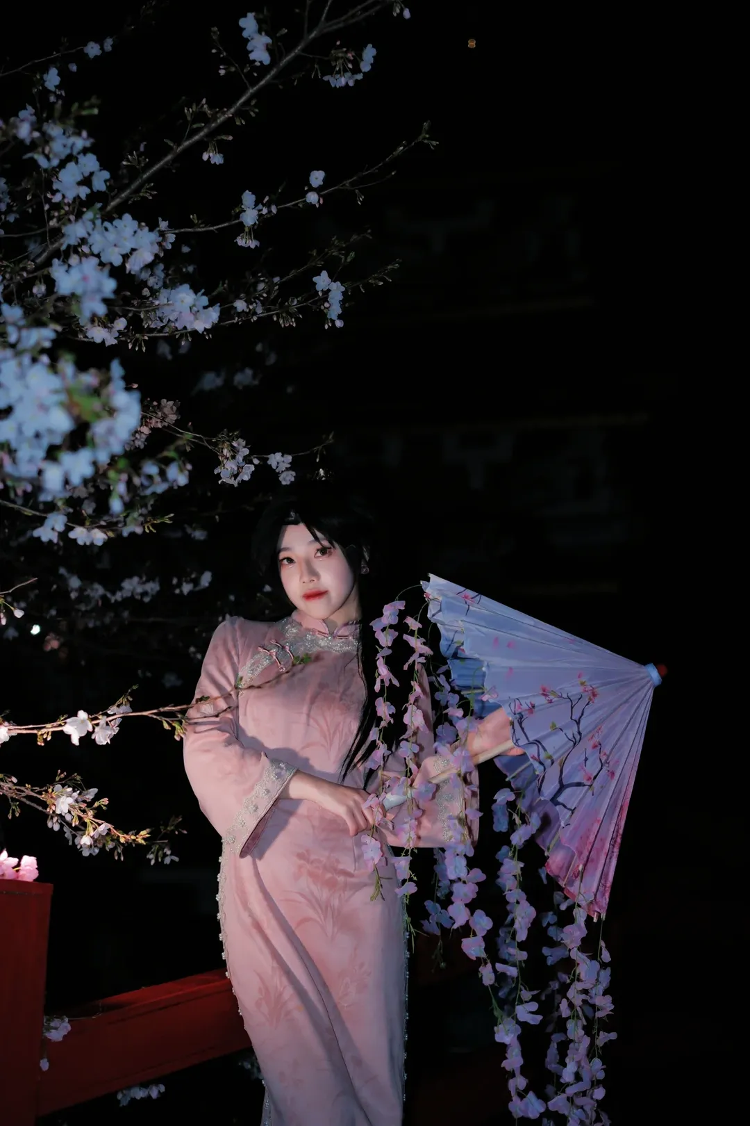 无畏契约, cosplay摄影, 贤者cos, 旗袍私设, 樱花夜拍 - 第8张