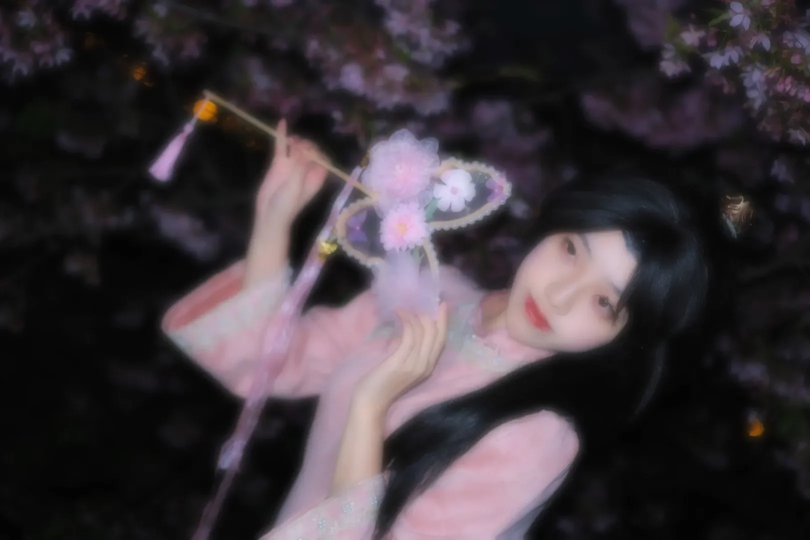 无畏契约, cosplay摄影, 贤者cos, 旗袍私设, 樱花夜拍 - 第9张