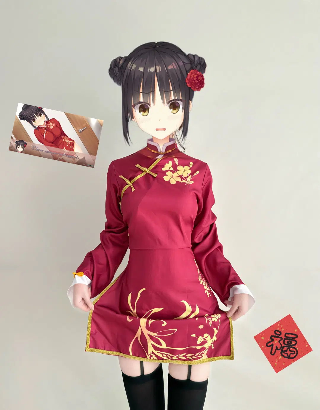 四季夏目cos, 星光咖啡馆, 旗袍cos, 黑丝, cos试衣