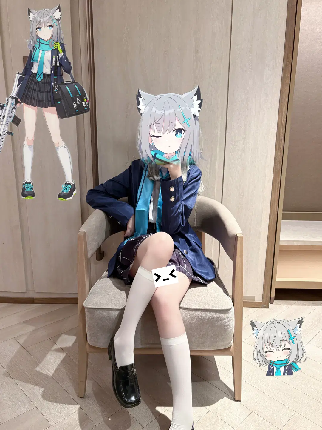 碧蓝档案, 砂狼白子cos, cosplay后期, 白丝cos, 制服cos