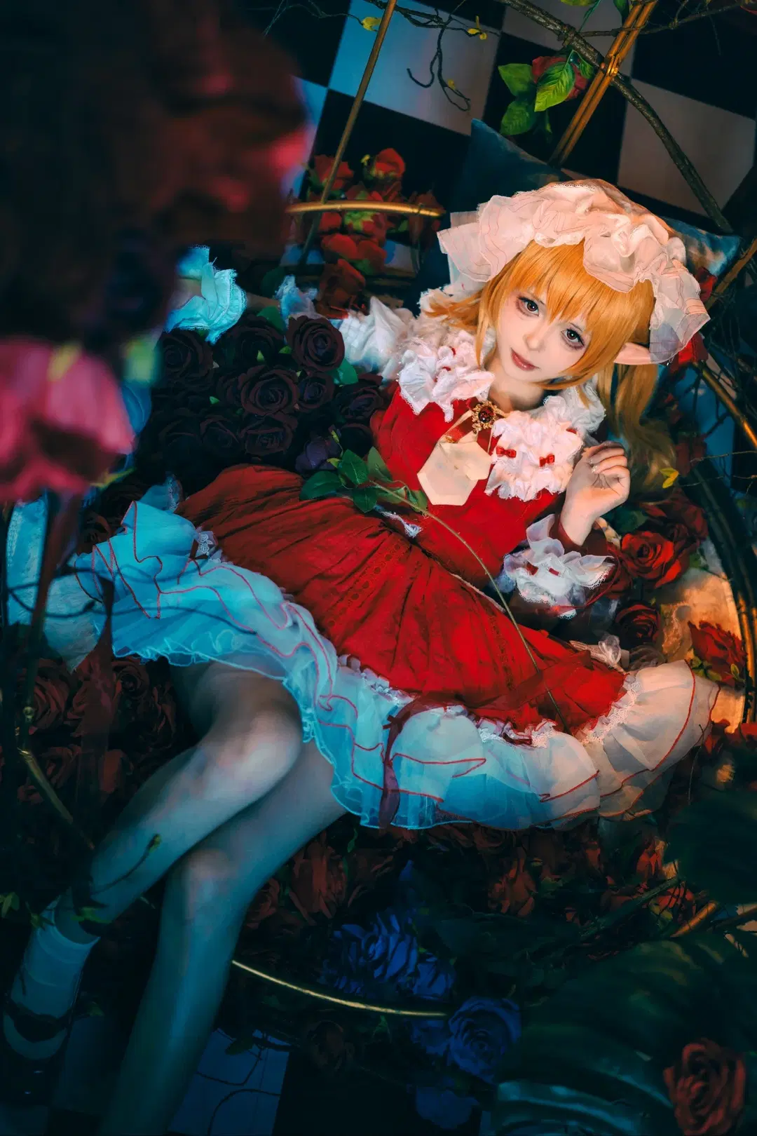 Touhou Project, Flandre Scarlet Cosplay, Cosplay photoshoot, Lolita fashion, White stockings