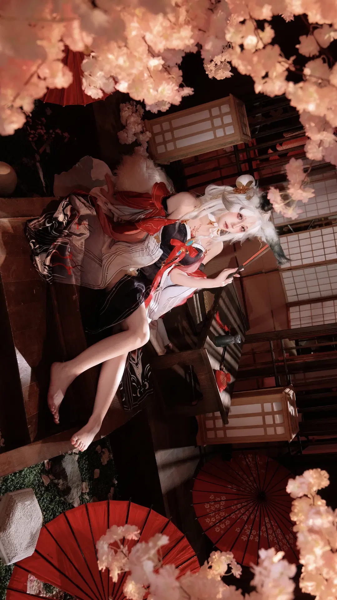 鸣潮, 和风cosplay, 兽耳娘, 樱花写真, 心月狐cos