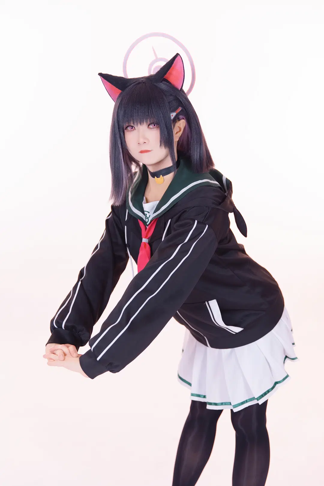 【杏山和纱cos】蔚蓝档案白棚正片，黑丝猫耳细节拉满 - 古明地_小石 - 第4张