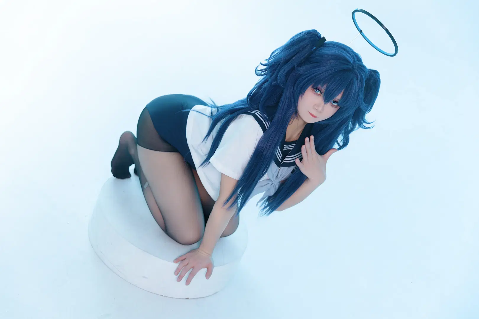 蔚藍檔案, cos正片, 二次元cosplay, 早瀨優香cos, 黑絲cos
