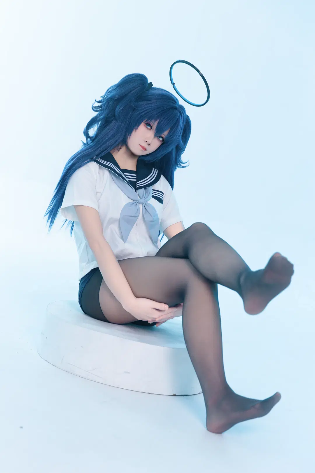 蔚藍檔案, cosplay正片, 早瀨優香cos, 黑絲, 白棚攝影