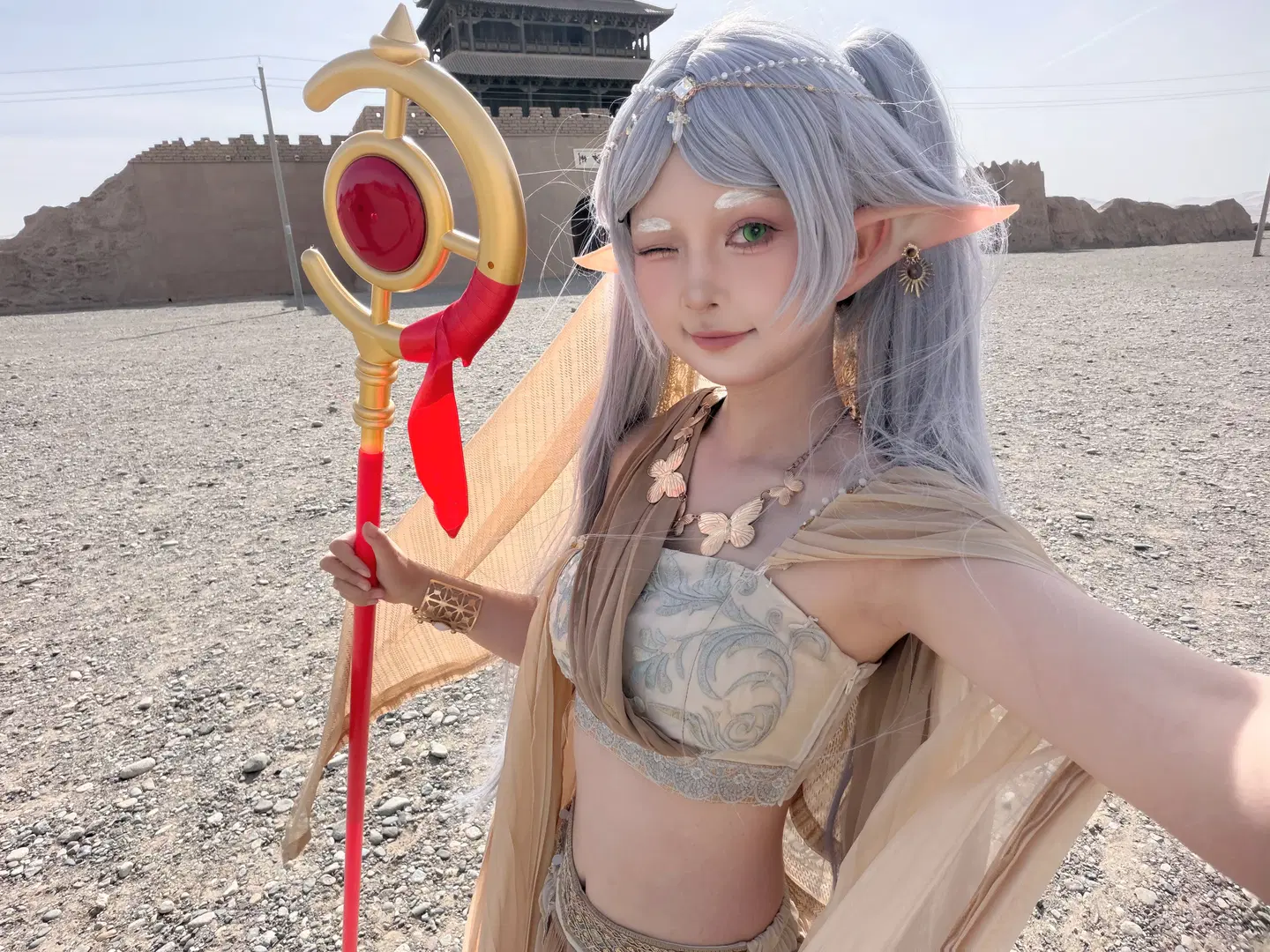 葬送的芙莉莲, 芙莉莲cos, 私设cosplay, cos旅拍, 沙漠拍照