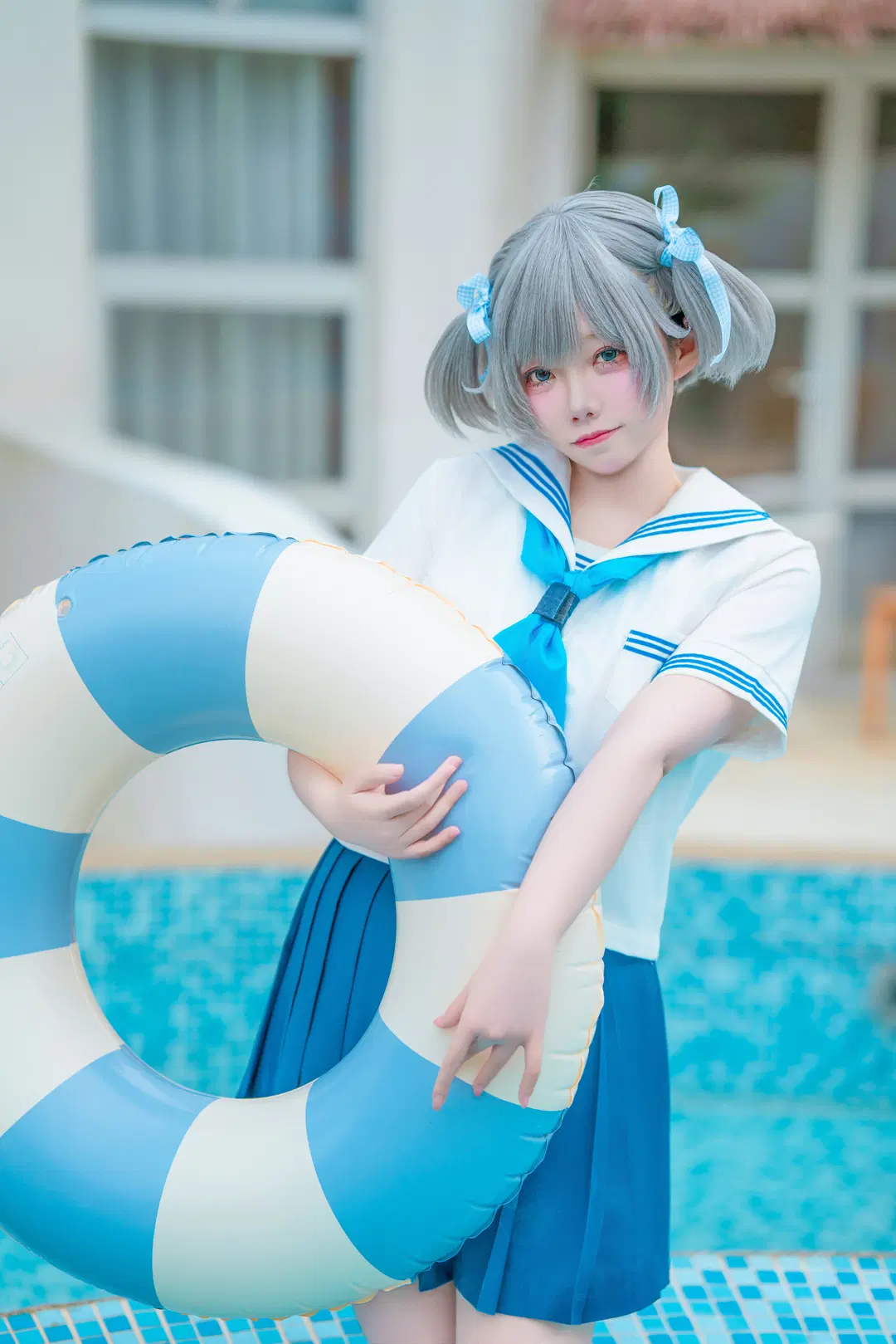 阴天泳池边的水手服JK写真拍摄记录 - 一只豆沙团子 - 第6张