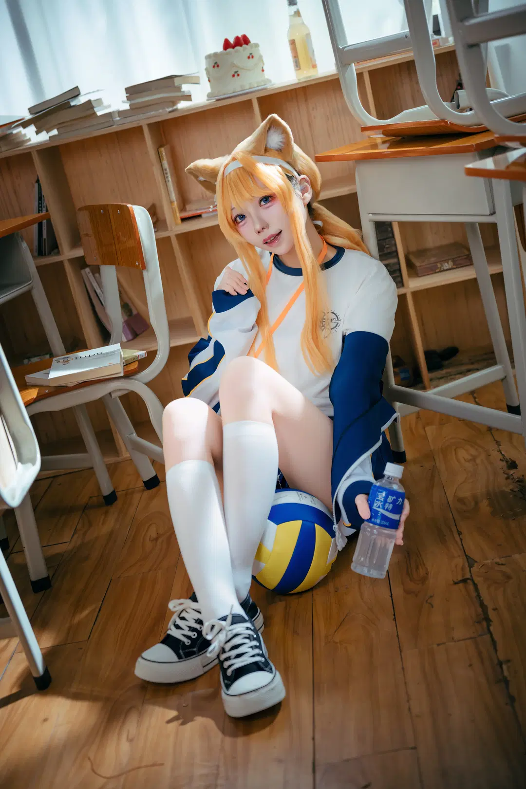Blue Archive, Campus style, White stockings, Gymnastics uniform, Iochi Mari cosplay