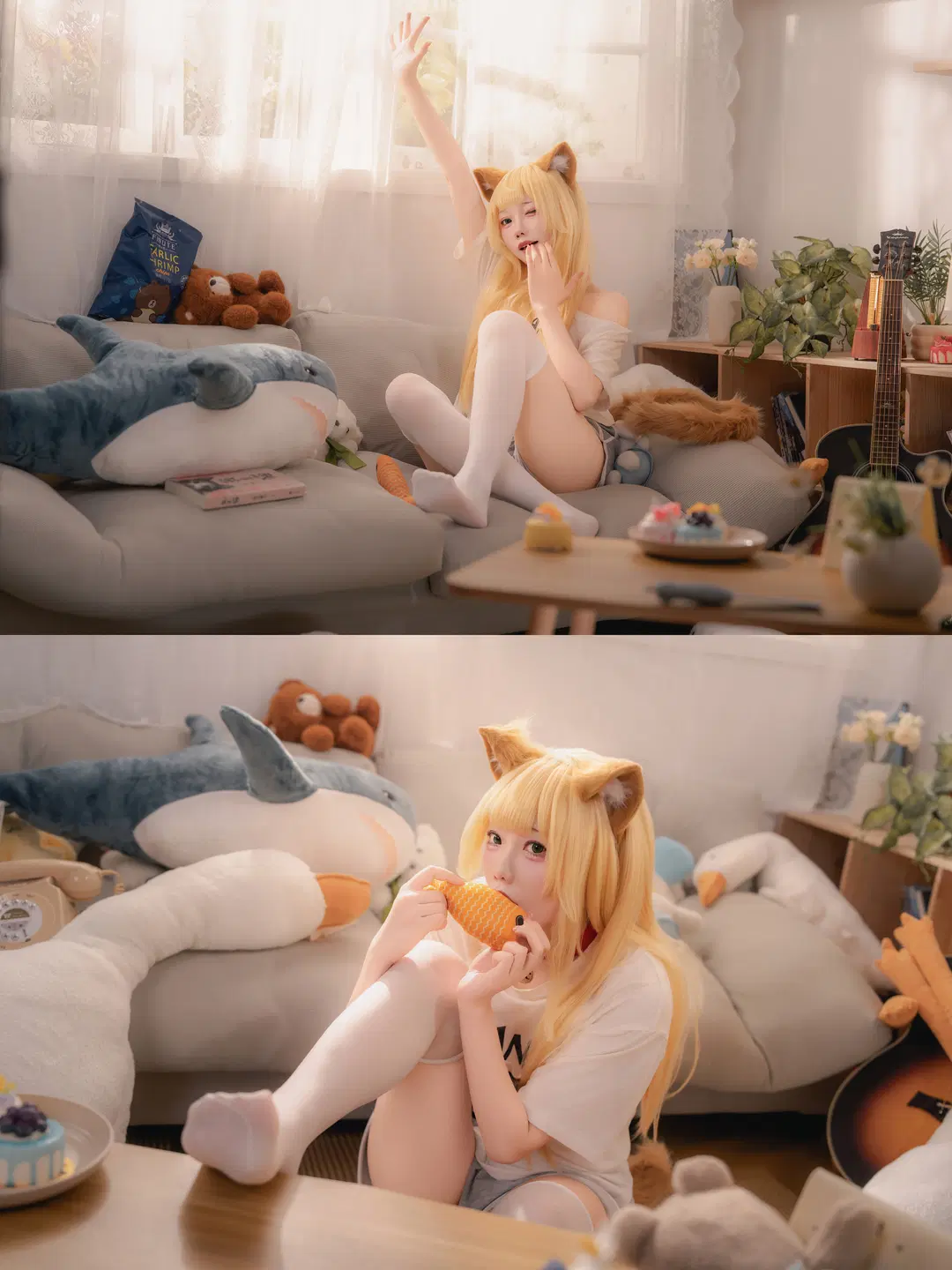 【黄豆粉cos】阳台看星星的居家猫娘 - 一只豆沙团子 - 第2张