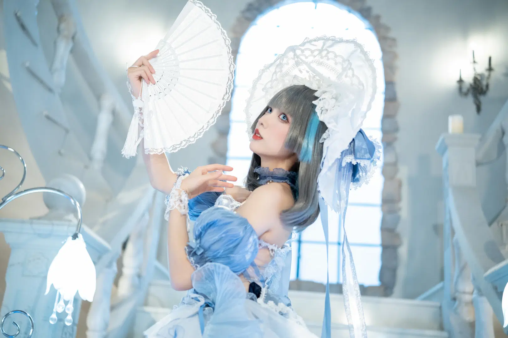 【柴郡cos】蓝白洛丽塔洋装与纯白欧式布景的碰撞 - 青空（棚拍版） - 第3张
