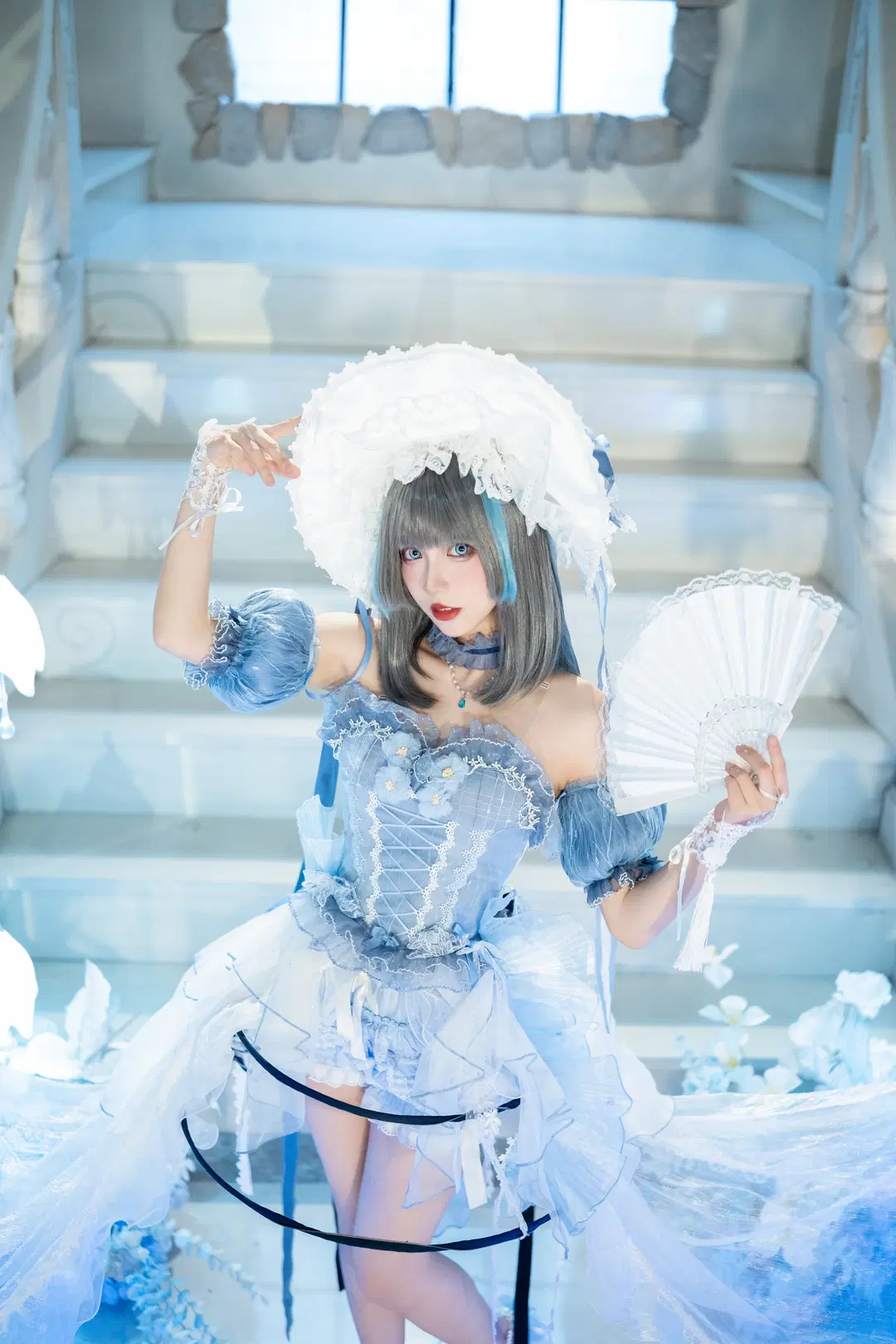 [Cheshire Cosplay] Blue Sky Photobook: Studio Shoot Record of the Blue-and-White Dress and White Stockings by 青空（棚拍版） - Image 3