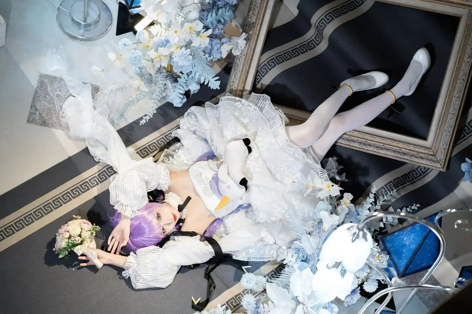 二次元cosplay, 白丝, 独角兽cos, 丝袜, 青空摄影集