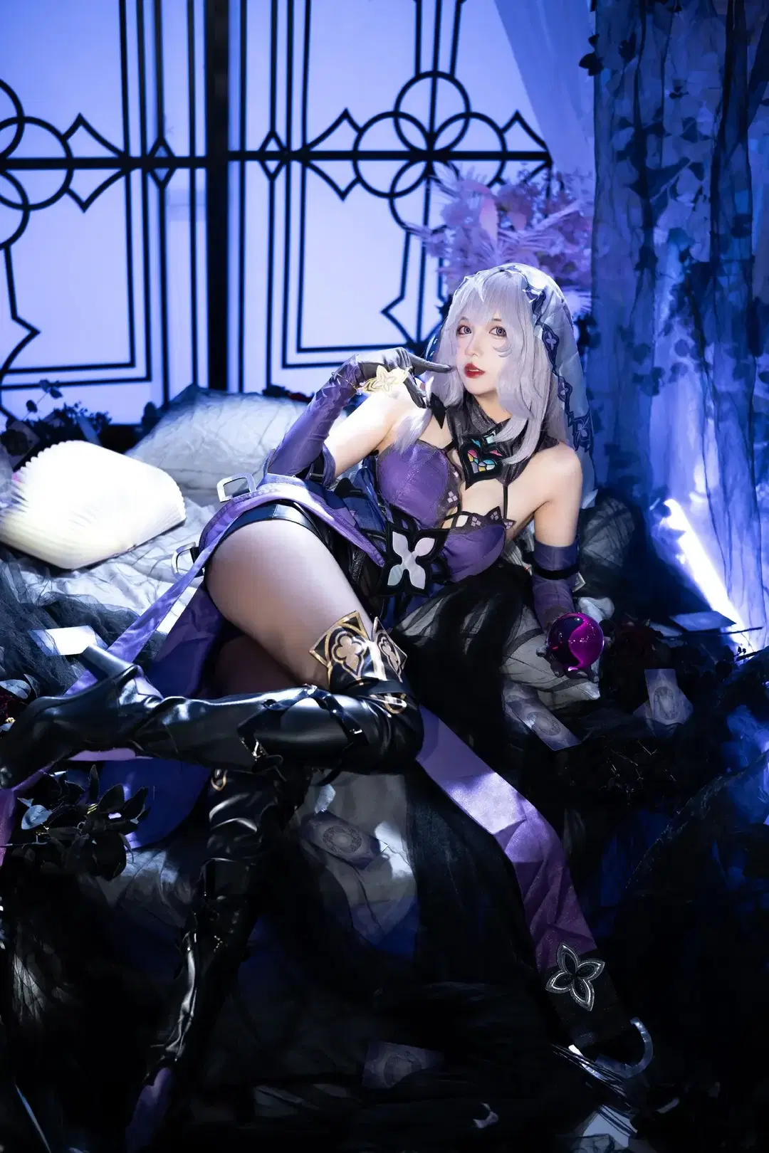 崩坏星穹铁道, 二次元cosplay, 暗黑哥特风, 黑天鹅cos, 丝袜