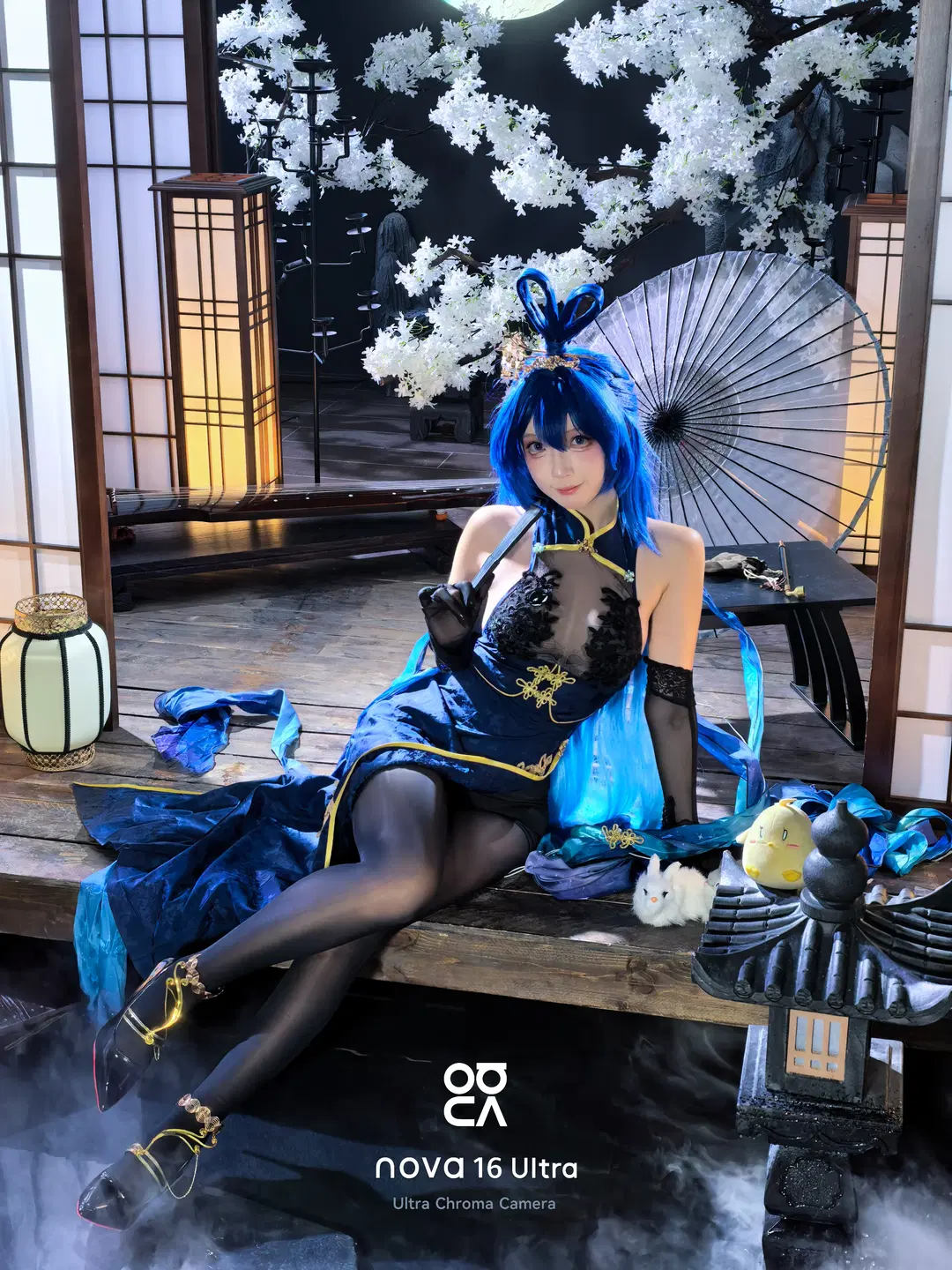 碧蓝航线新泽西cos 深蓝旗袍与黑丝的棚拍记录 - 青空（棚拍版） - 第8张
