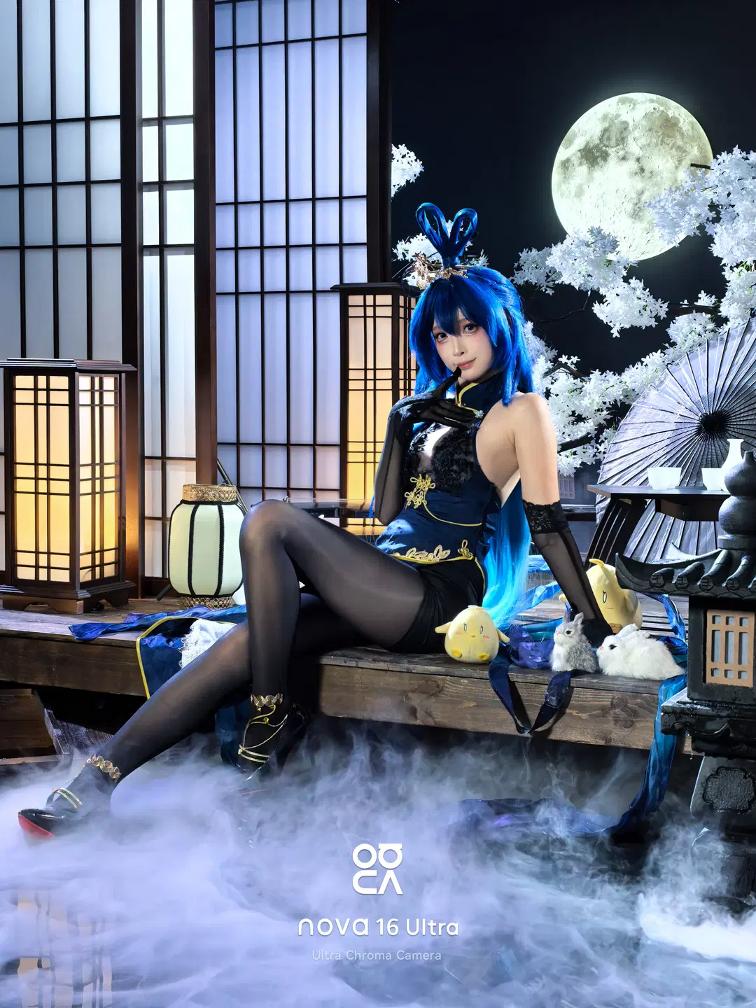 碧蓝航线新泽西cos 深蓝旗袍与黑丝的棚拍记录 - 青空（棚拍版） - 第9张