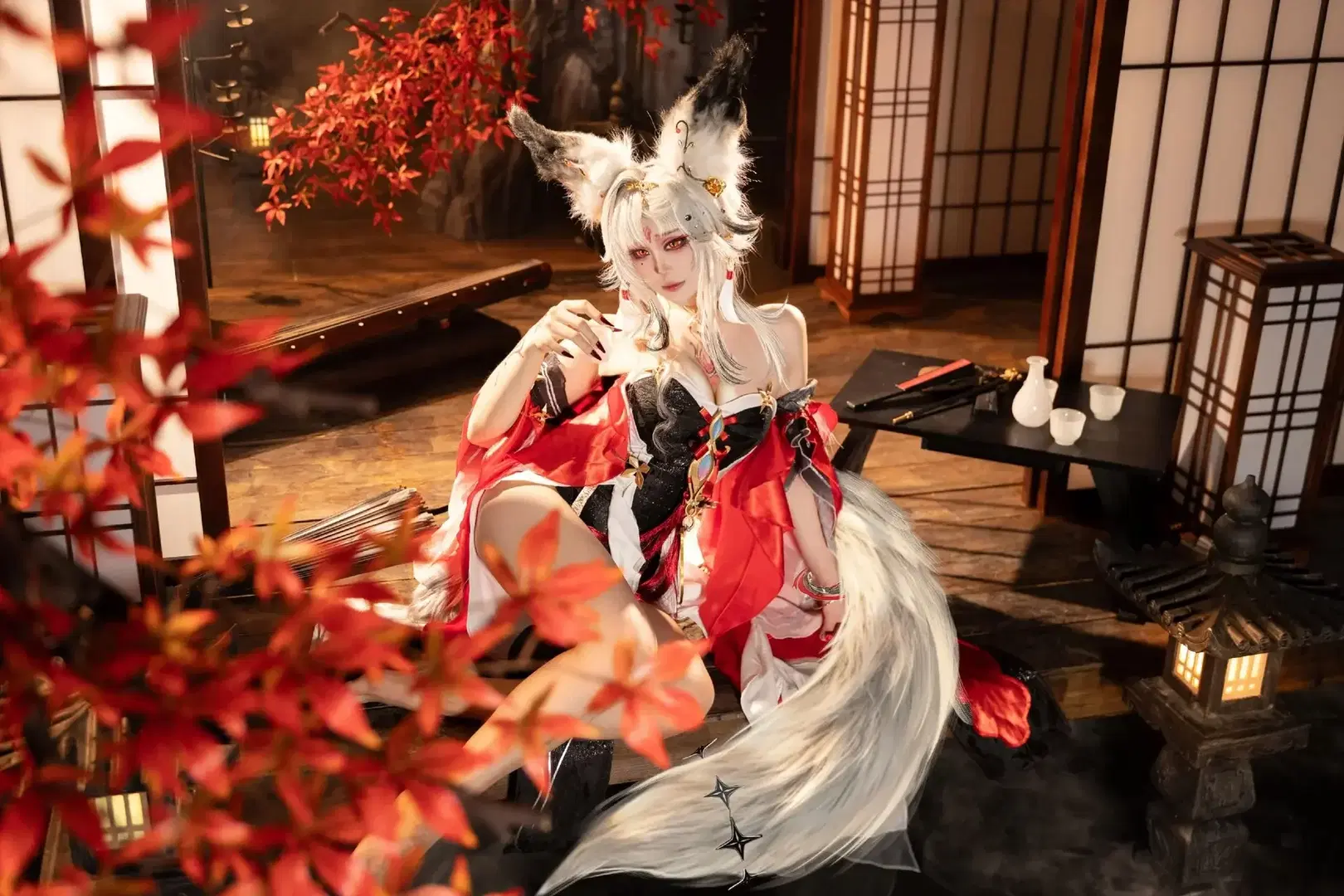 【心月狐cos】鸣潮夜之魅影，心月狐的月下慵懒 - 青空（棚拍版） - 第4张