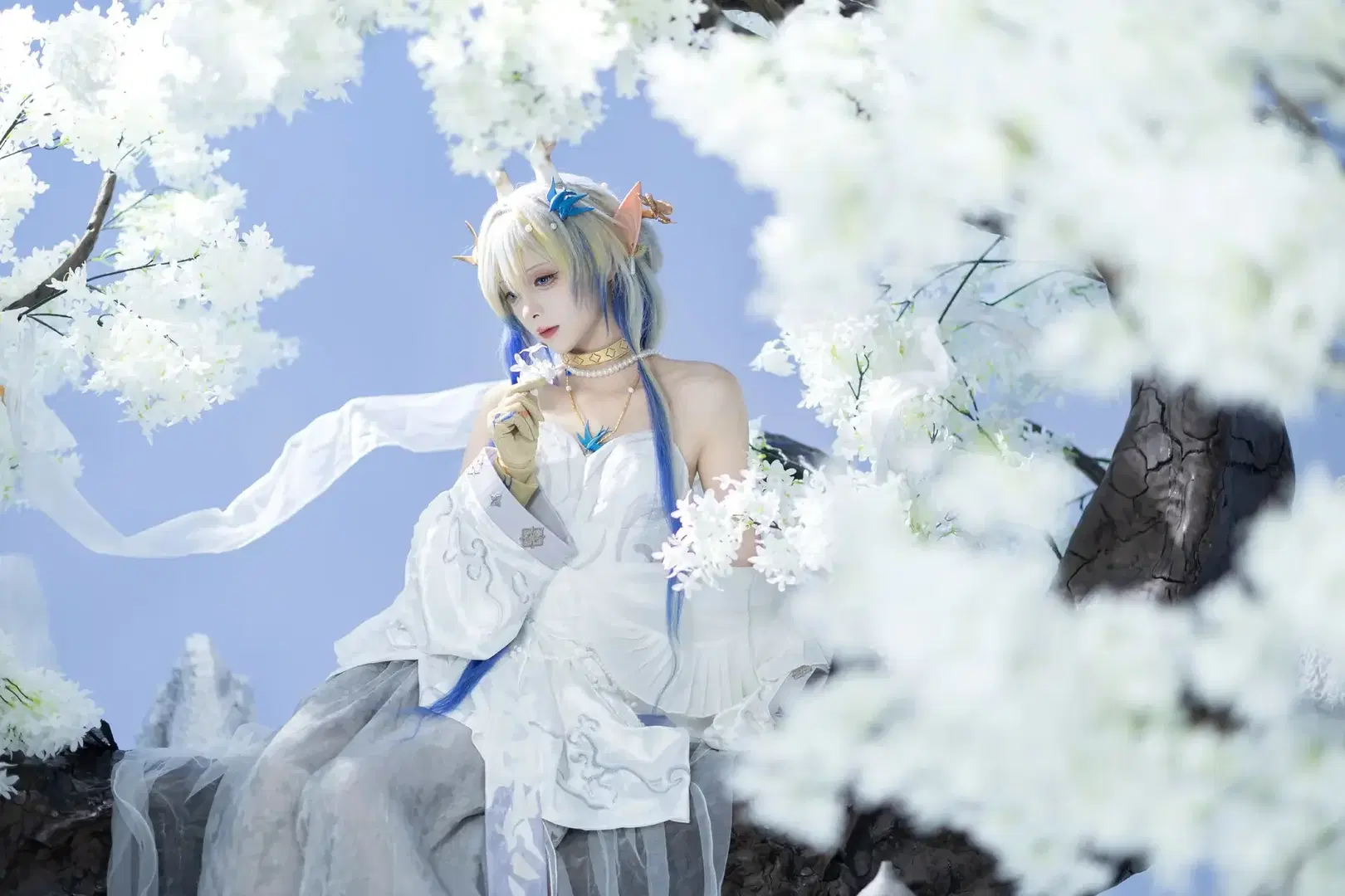 [Shu cosplay] Arknights Ambience Synesthesia: White Blossoms and Blue Feathers Beneath the Azure Sky by 青空（棚拍版） - Image 2