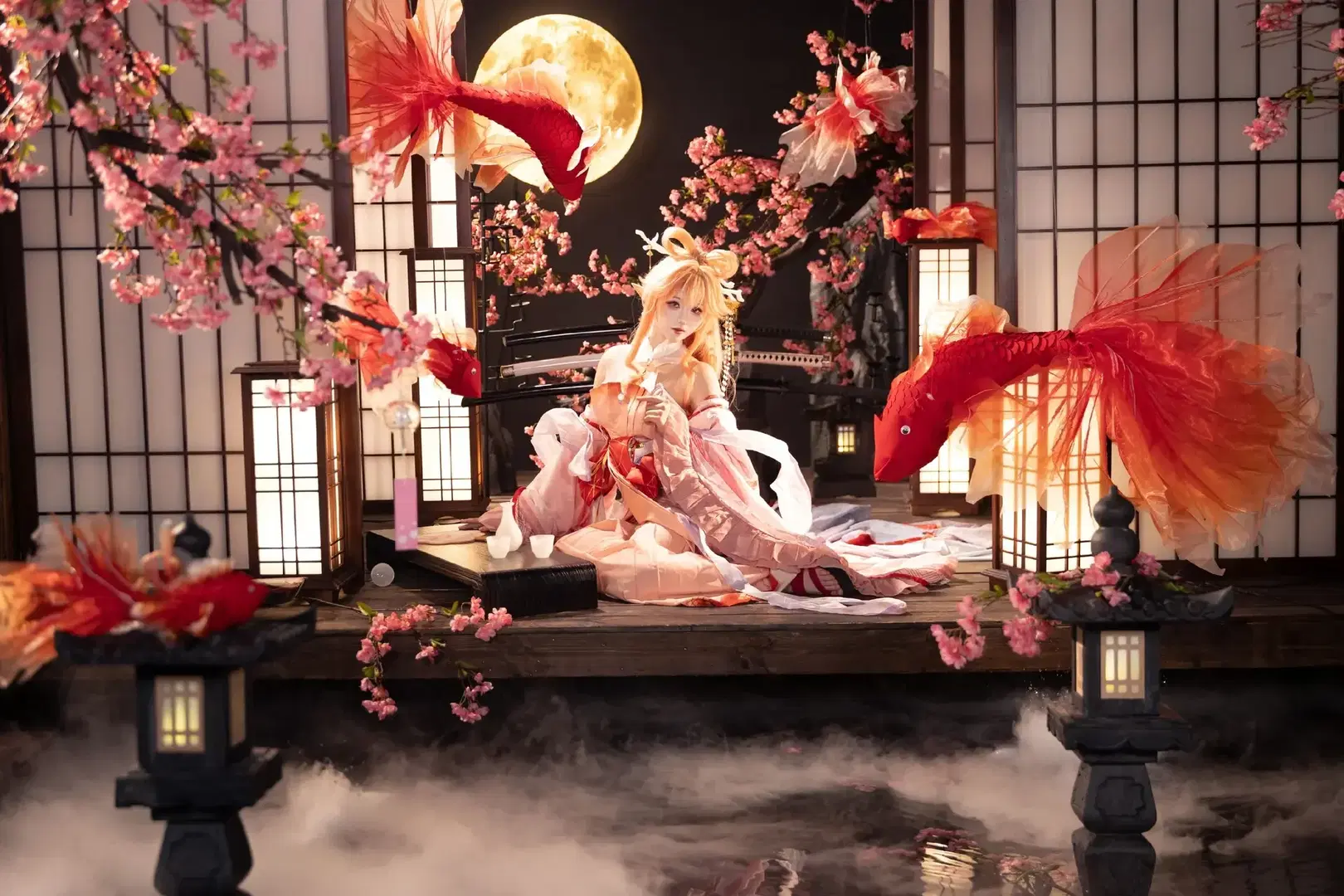 【羽生萌萌香cos】明日方舟和風櫻花與金魚的幻想 - 青空（棚拍版） - 第2張