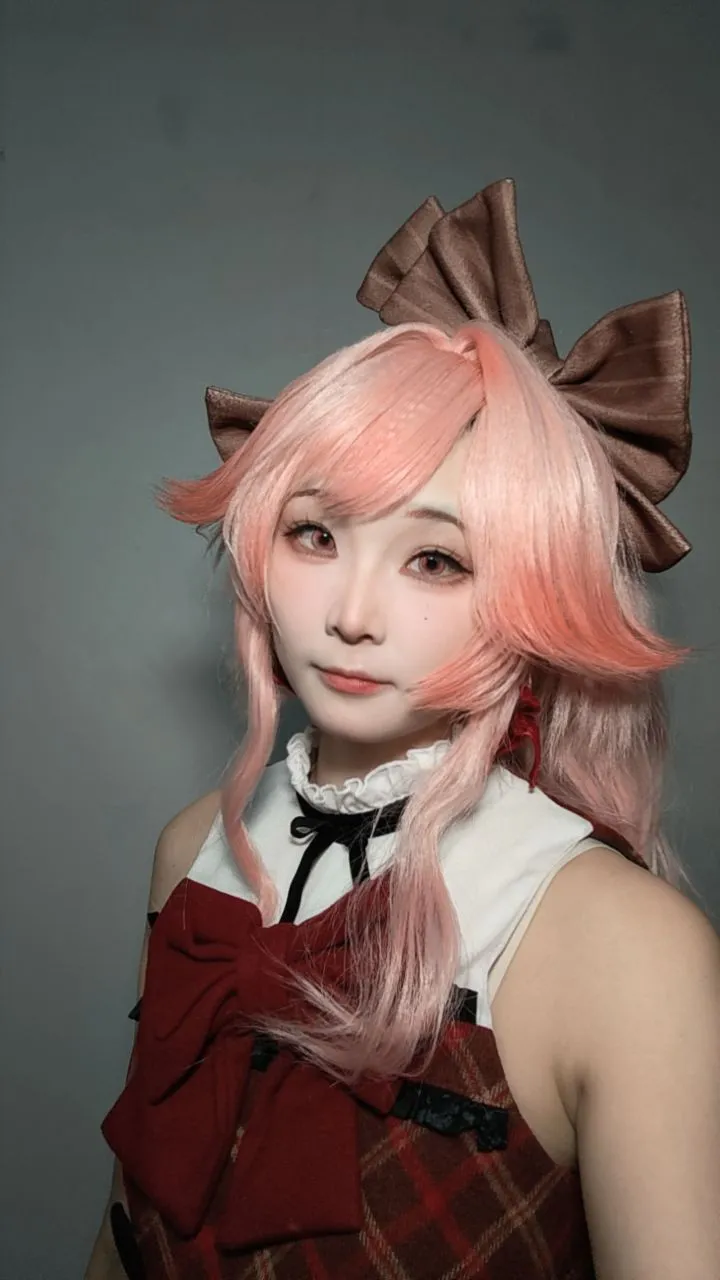 明日方舟, 萌萌香cos, 遥cos, 羽生萌萌香cos, 粉发格子裙 - 第3张