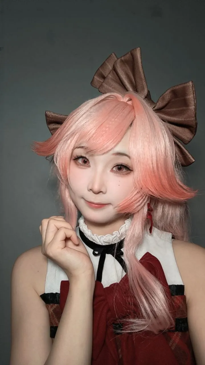 明日方舟, 萌萌香cos, 遥cos, 羽生萌萌香cos, 粉发格子裙 - 第4张
