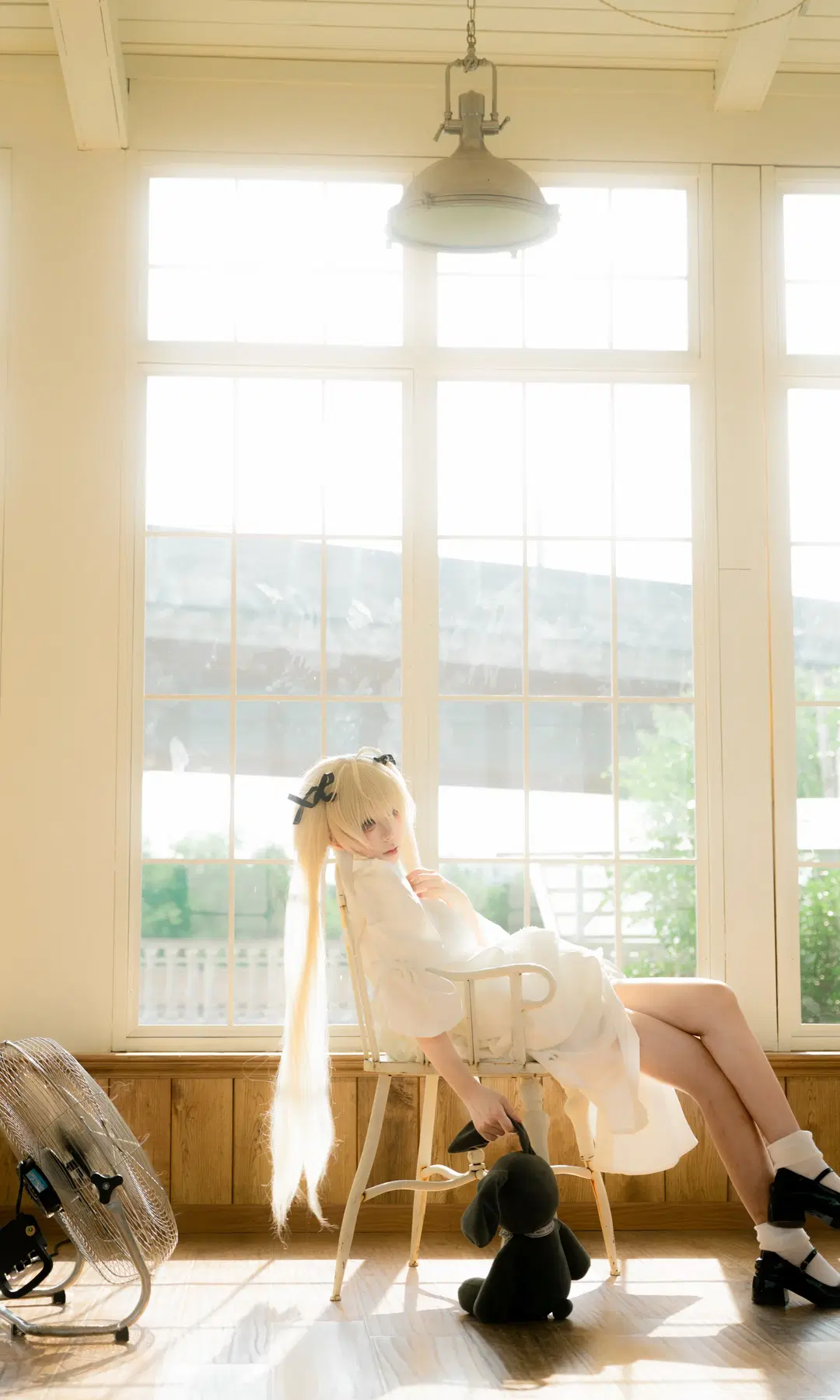 春日野穹cos, 夏日写真, 白毛双马尾, 逆光人像, 成都约拍