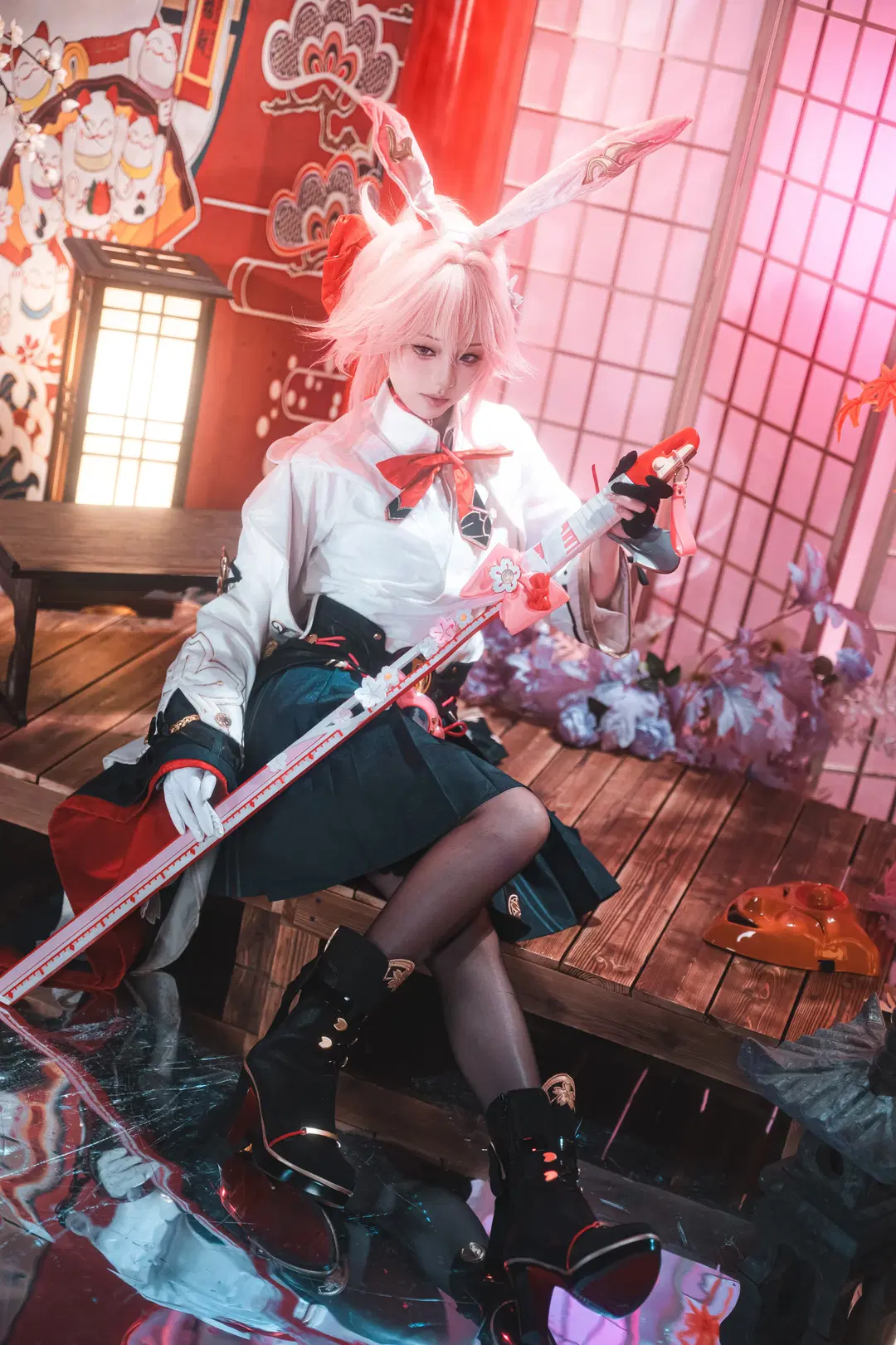 Honkai: Star Rail, Japanese-style photography, Evanescia cosplay, Anime cosplay, Black stockings and high heels