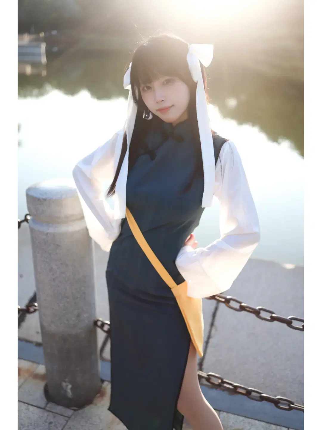 【薬指 コスプレ】『薬指』水辺の石彫を彩るお札と白ストッキング - 三無人型 - 3枚目