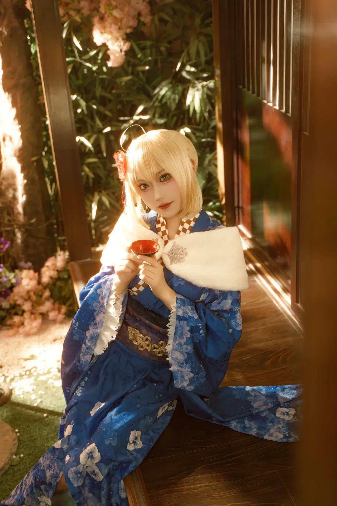 阿尔托莉雅cos, 金发少女, 日系和风, saber和服, 呆毛cos