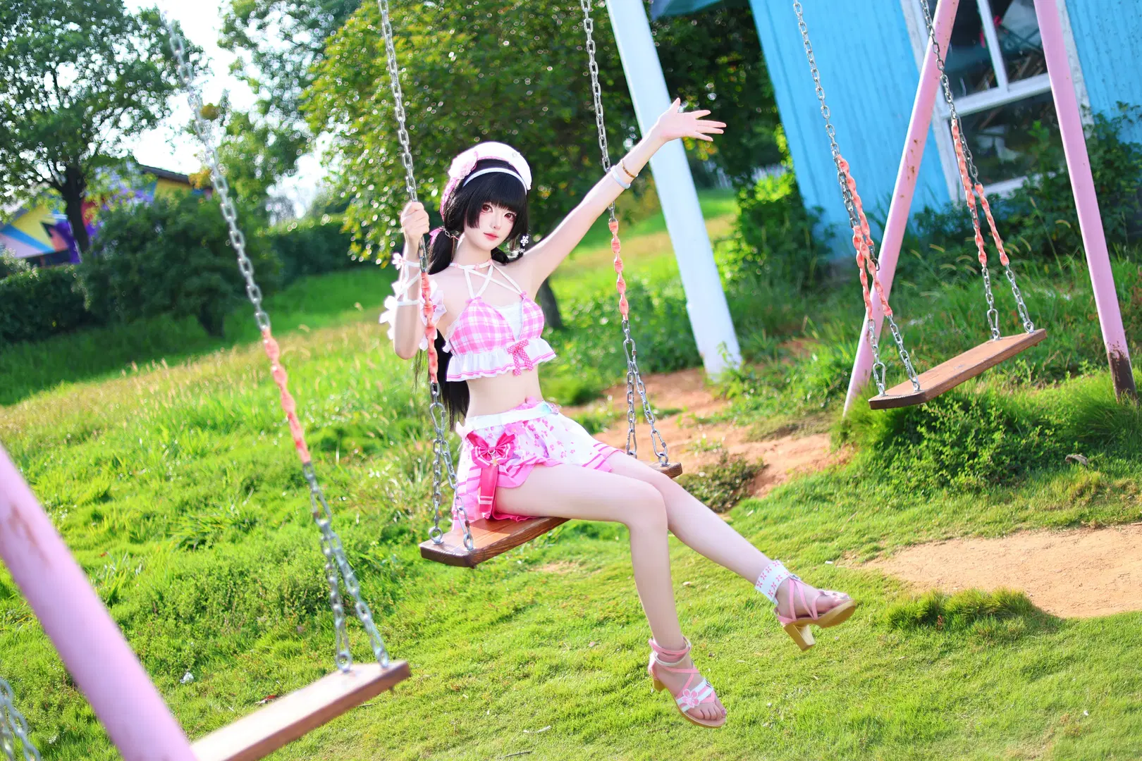 鸣潮, 千咲cos, 泳装cosplay, 夏日写真, 甜美少女风