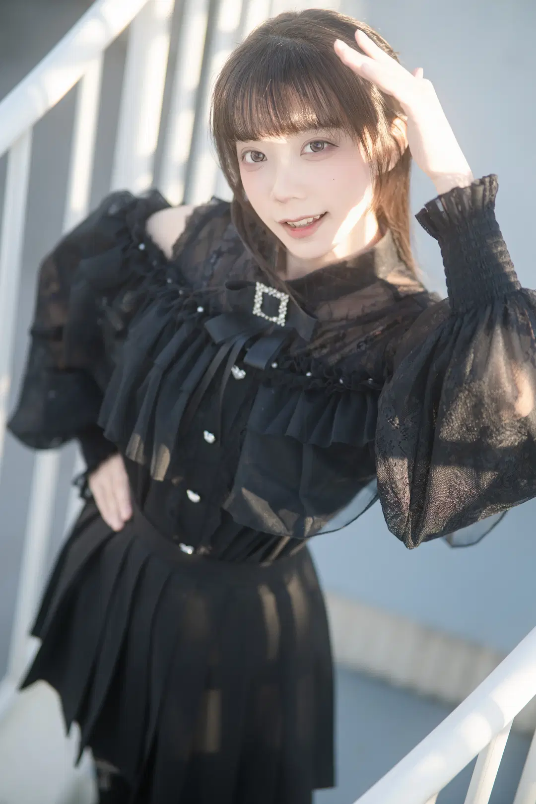 Dark Mass-produced style Coordinate: Atmospheric Japanese style photography in a Stairwell by 刻耳柏洛斯 - Image 4