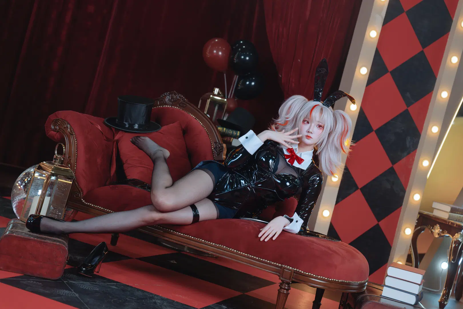 cosplay, 碧蓝航线, 黑丝长腿, 赛车风cos, 亮面材质cos