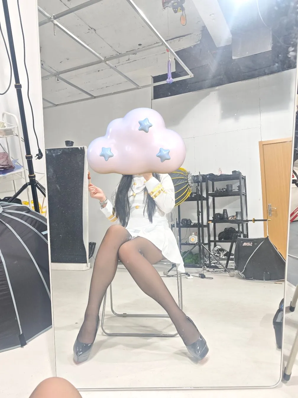 cosplay, 镜面自拍, 制服风, 黑丝穿搭, 摄影棚日常 - 第1张