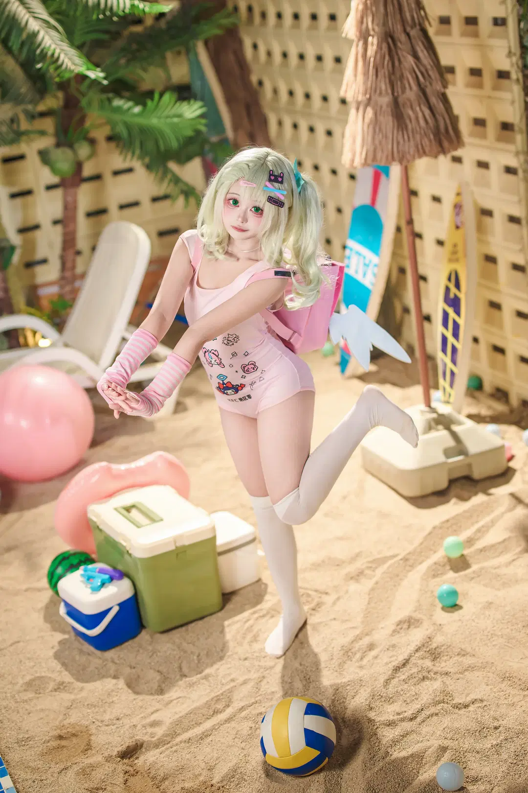 【千夏 コスプレ】ゼンレスゾーンゼロ 夏のビーチ水着撮影記録 - 金桻 - 3枚目