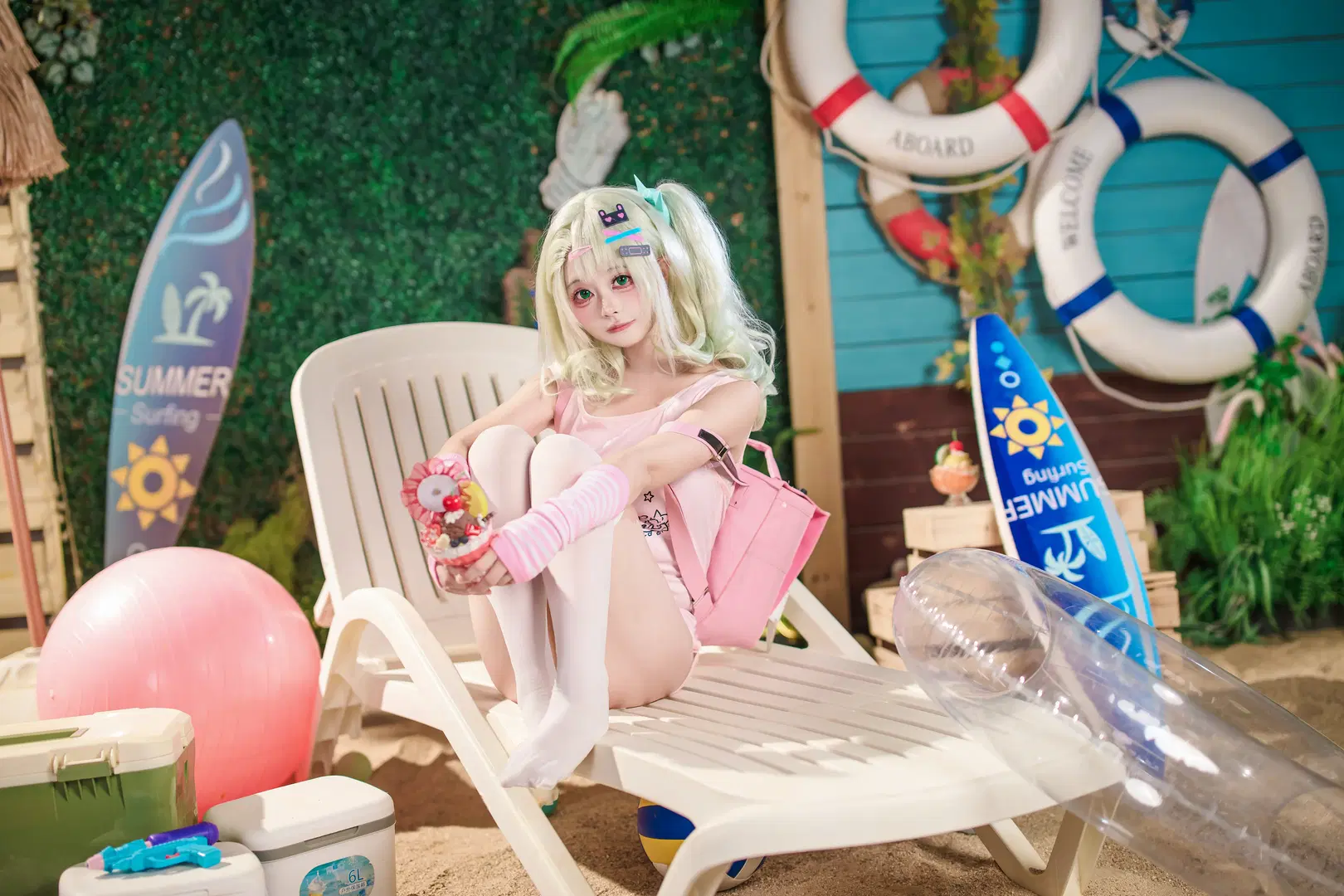 【千夏 コスプレ】ゼンレスゾーンゼロ 夏のビーチ水着撮影記録 - 金桻 - 4枚目