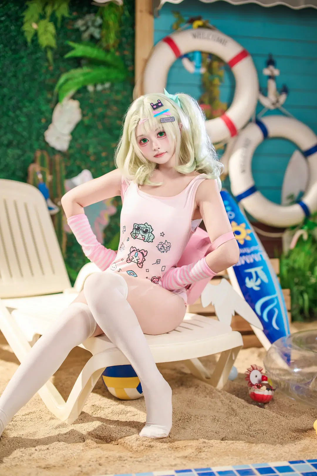 【千夏 コスプレ】ゼンレスゾーンゼロ 夏のビーチ水着撮影記録 - 金桻 - 7枚目