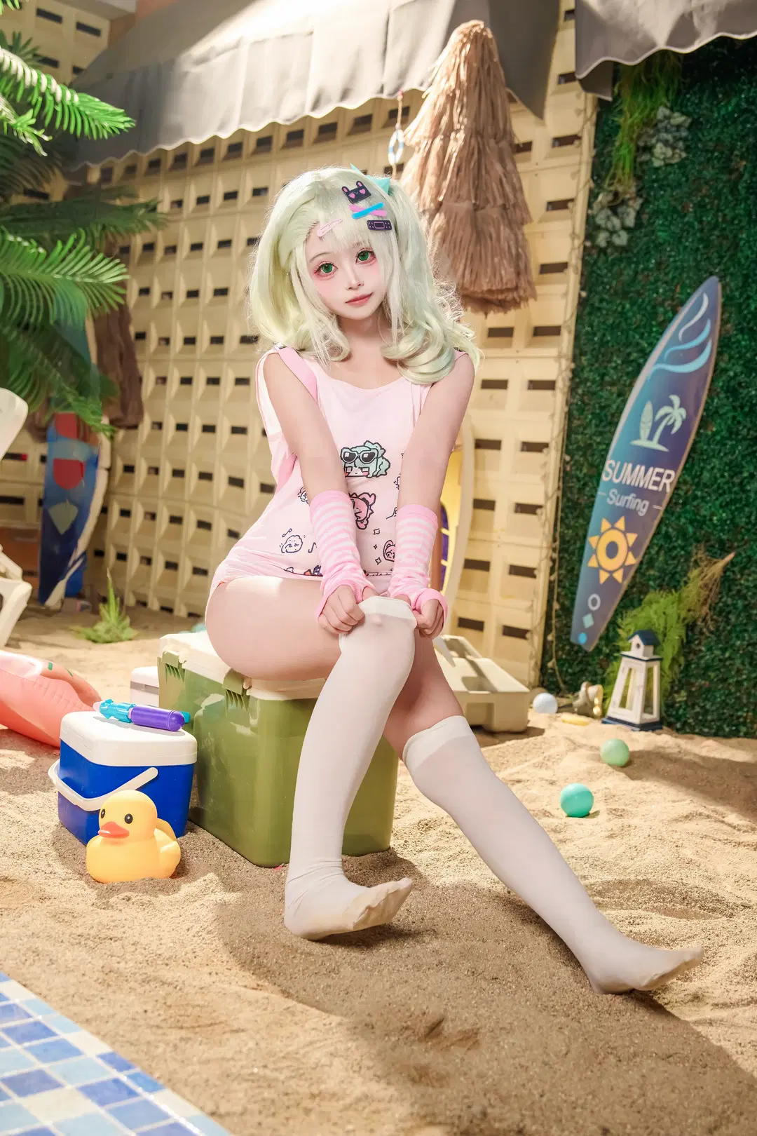 【千夏 コスプレ】ゼンレスゾーンゼロ 夏のビーチ水着撮影記録 - 金桻 - 8枚目