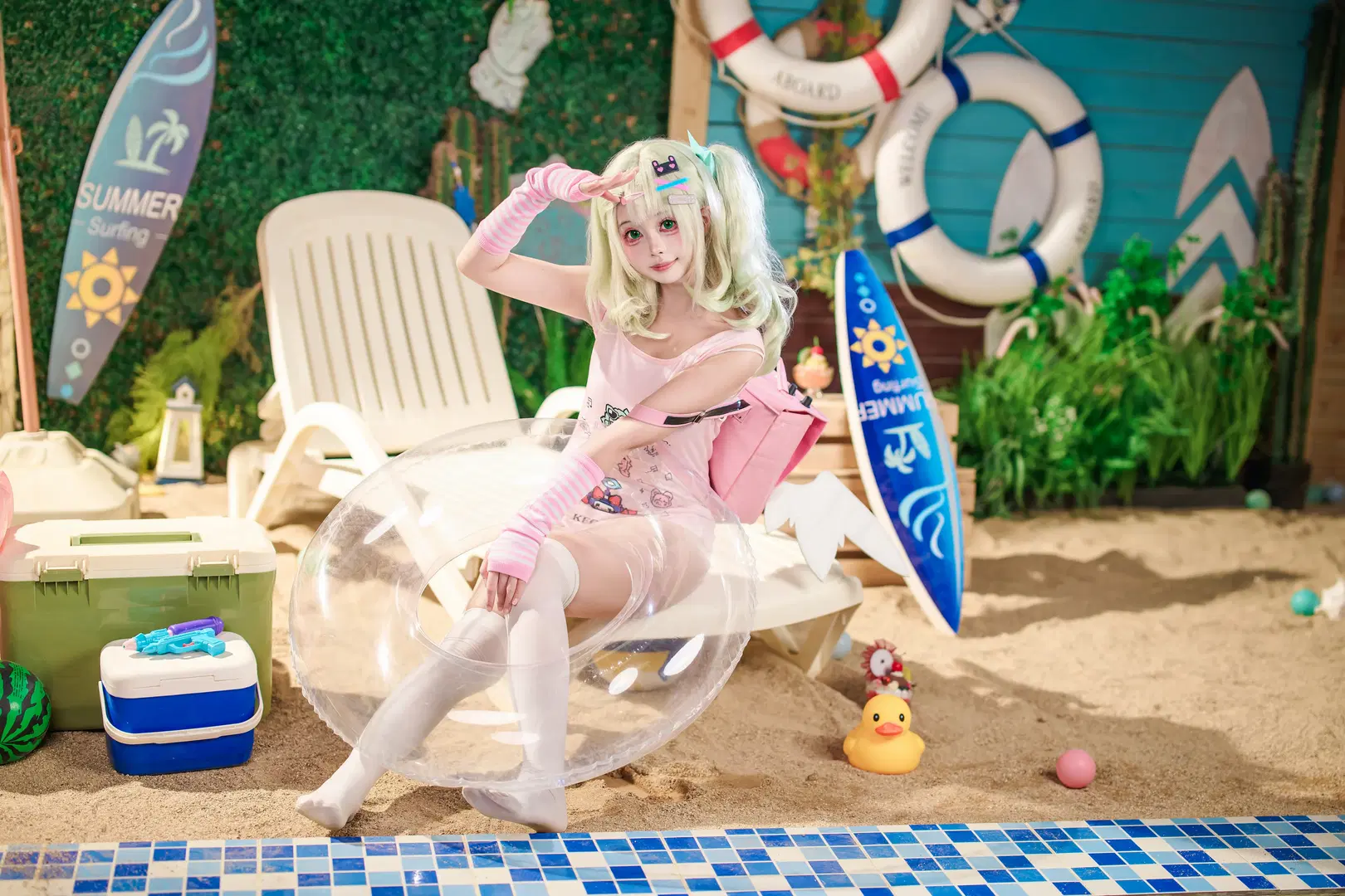 【千夏 コスプレ】ゼンレスゾーンゼロ 夏のビーチ水着撮影記録 - 金桻 - 9枚目