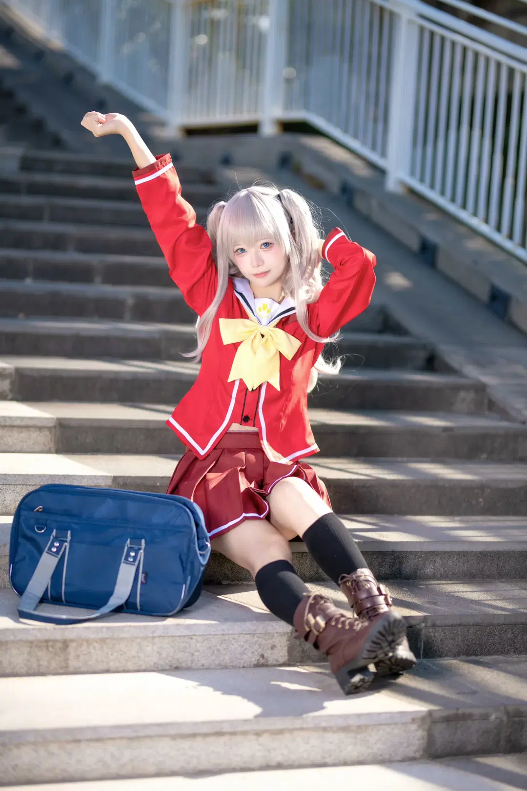 户外人像, 双马尾, 友利奈绪cos, 黑色长袜, 日系水手服