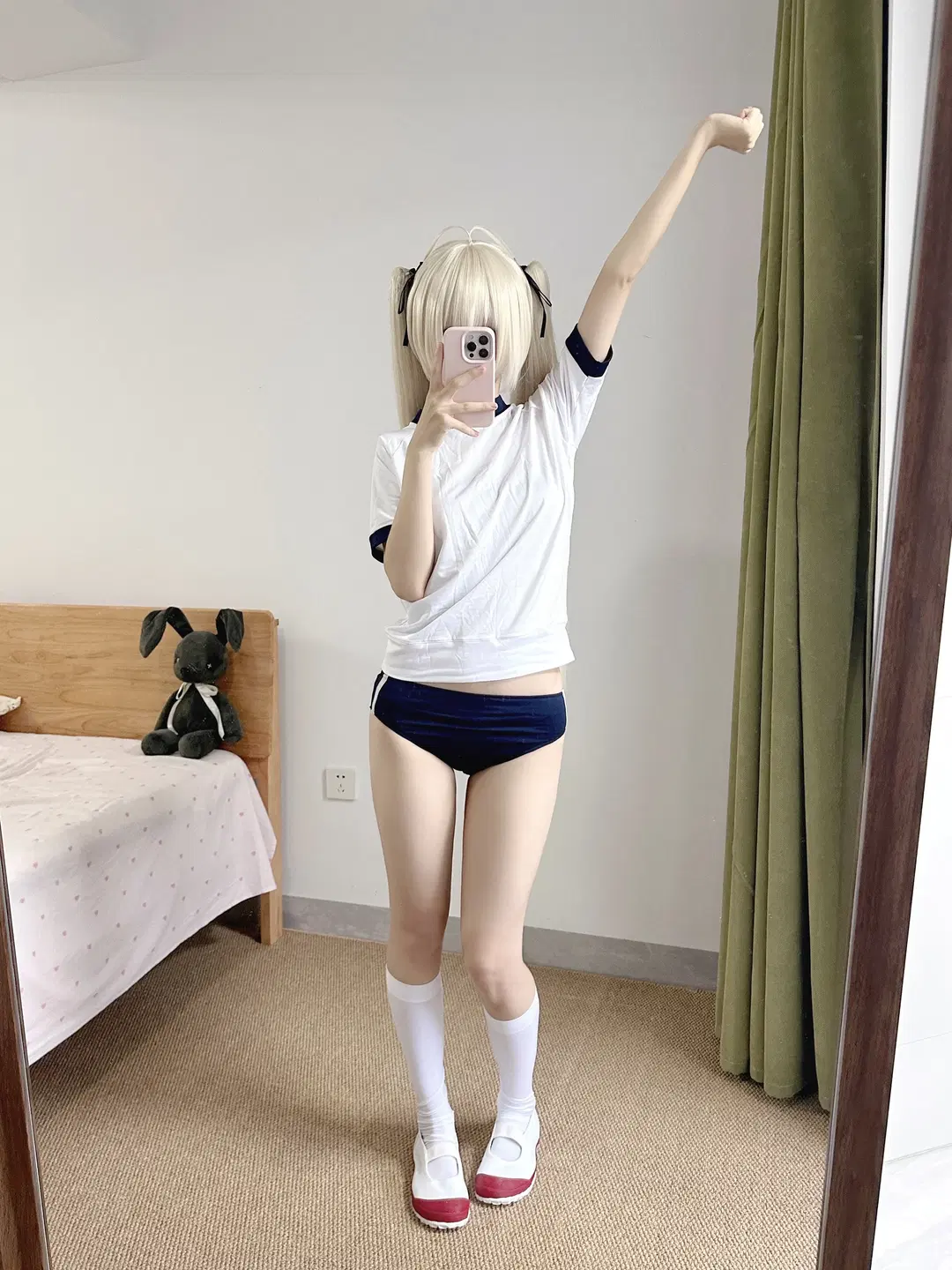 春日野穹cos, 缘之空, 白丝, 体操服, 二次元对镜拍