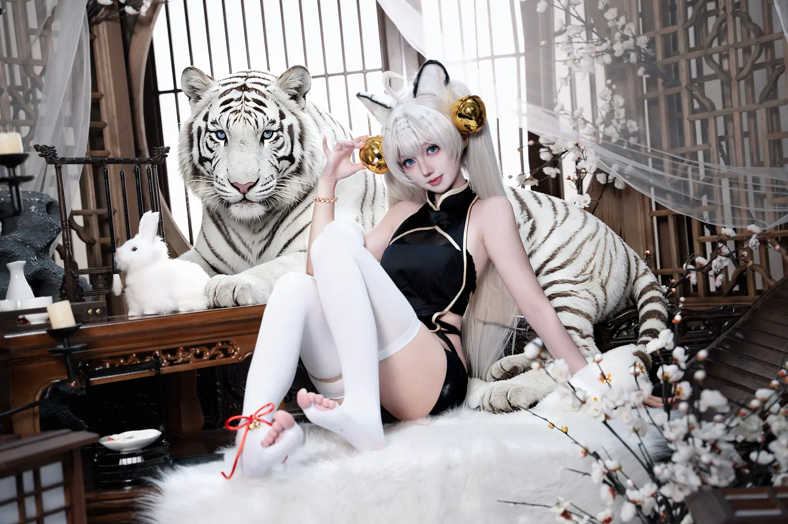 【白虎娘cos】虎嘯風生，國風黑白旗袍造型分享 - 修不动仙的回忆桑 - 第5張